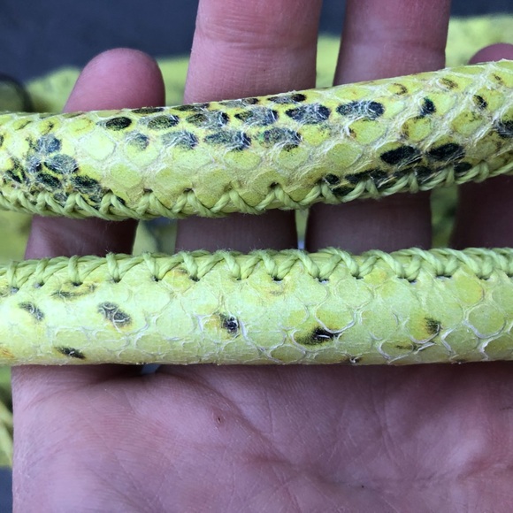 Cole Haan neon green/grey snake print tote. - Picture 11 of 13